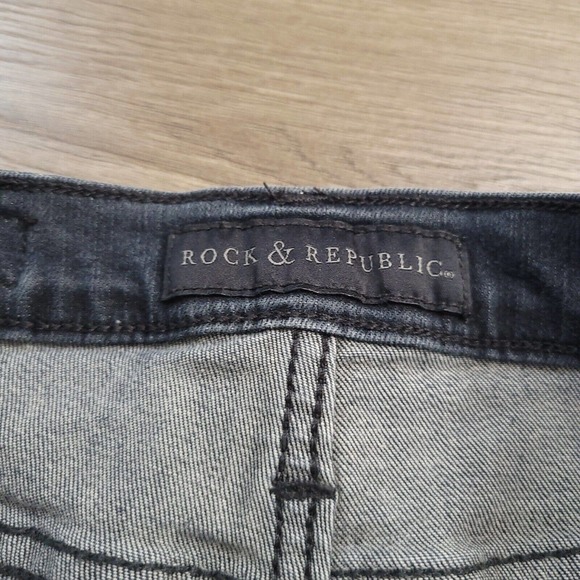 Rock & Republic Jeans Womens 6 Blue Kashmiere Distressed Low Rise Stretch Denim - Picture 4 of 10